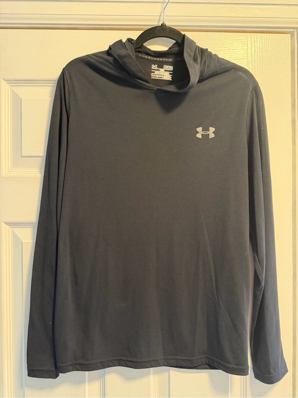 Under Armour HeatGear Threadborne Hooded Long Sleeve Shirt Men’s Medium Black
